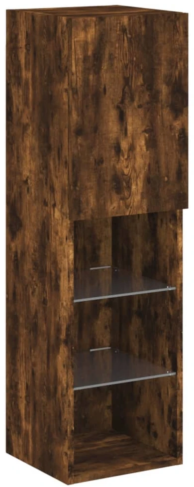 TV staliukas TV spintelės su LED, 2vnt., dūminio ąžuolo, 30,5x30x102cm