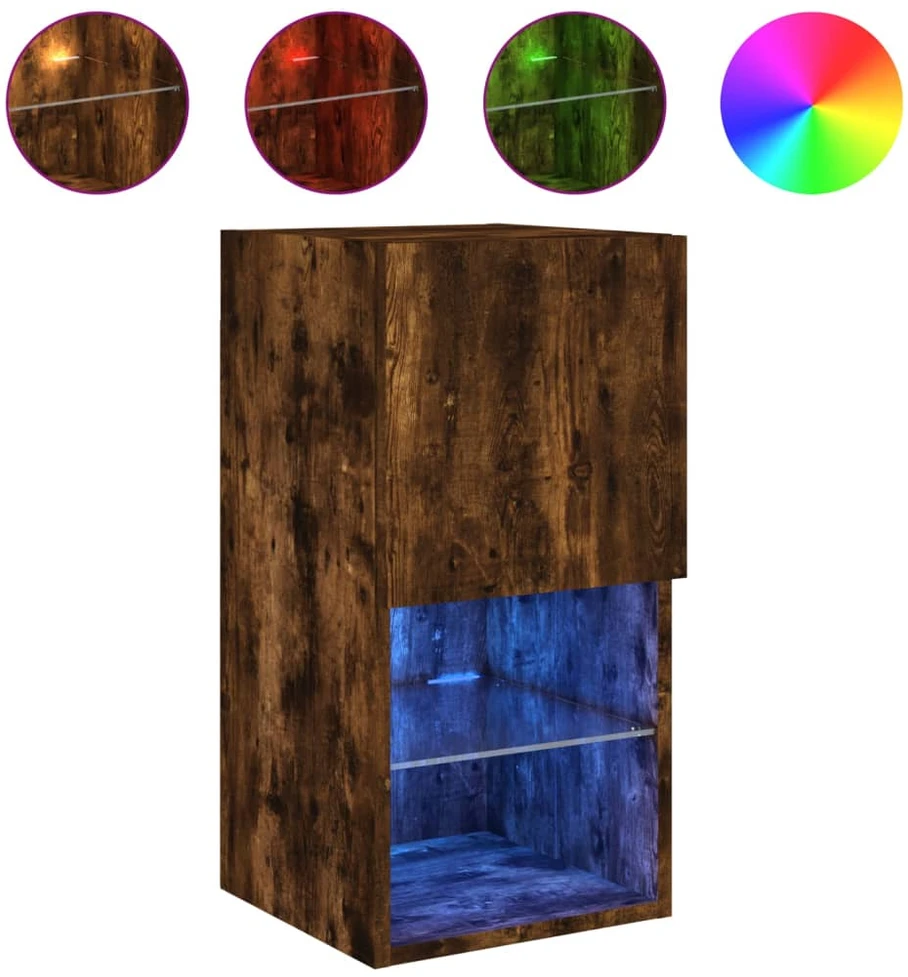 TV staliukas TV spintelės su LED, 2vnt., dūminio ąžuolo, 30,5x30x60cm