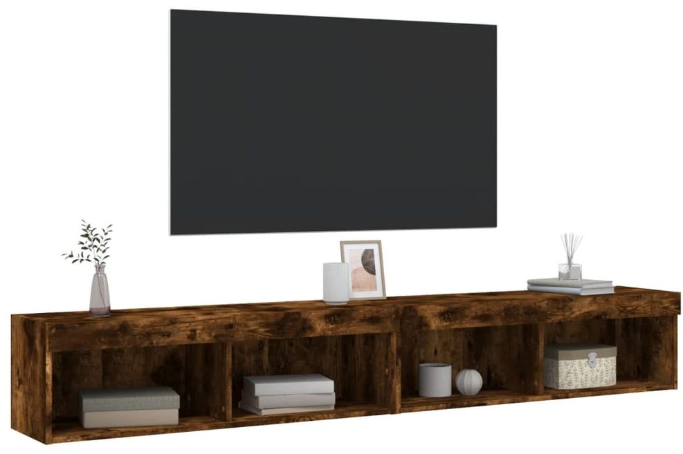 TV staliukas TV spintelės su LED, 2vnt., dūminio ąžuolo, 100x30x30cm