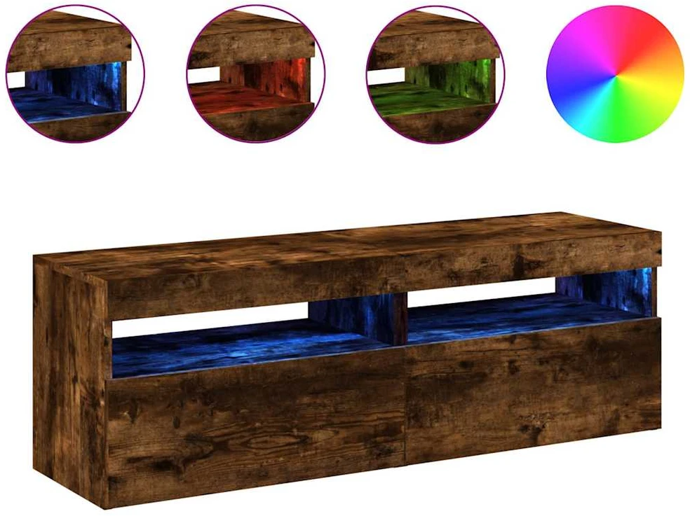 TV staliukas TV spintelės su LED, 2vnt., dūminio ąžuolo, 60x35x40cm