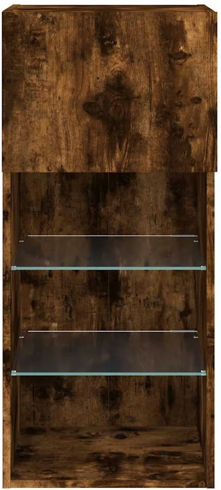 TV staliukas TV spintelės su LED, 2vnt., dūminio ąžuolo, 40,5x30x90cm