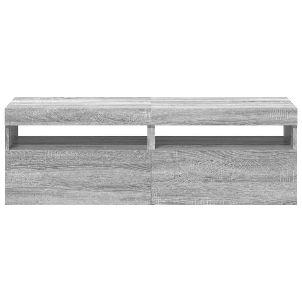 TV staliukas TV spintelės su LED, 2vnt., pilkos ąžuolo, 60x35x40cm
