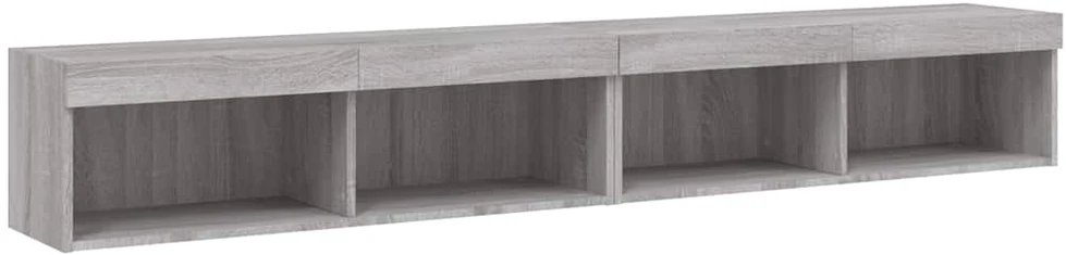 TV staliukas TV spintelės su LED, 2vnt., pilkos ąžuolo, 100x30x30cm