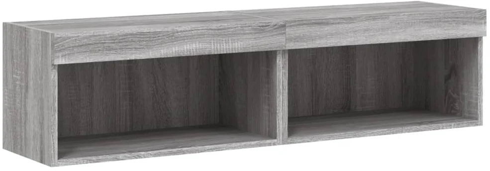 TV staliukas TV spintelės su LED, 2vnt., pilkos ąžuolo, 60x30x30cm