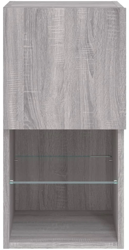 TV staliukas TV spintelės su LED, 2vnt., pilkos ąžuolo, 30,5x30x60cm