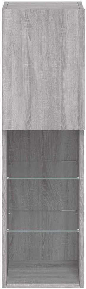 TV staliukas TV spintelės su LED, 2vnt., pilkos ąžuolo, 30,5x30x102cm