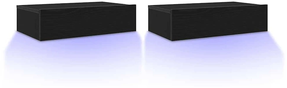 TV staliukas TV spintelės su LED lemputėmis, 2 vnt., juodo ąžuolo spalvos, 60x35x15,5 cm