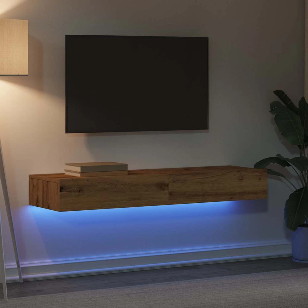 TV staliukas TV spintelės su LED lemputėmis, 2vnt., artisano, 60x35x15,5cm