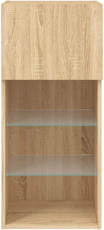 TV staliukas TV spintelės su LED lemputėmis, 2vnt., ąžuolo, 40,5x30x90cm