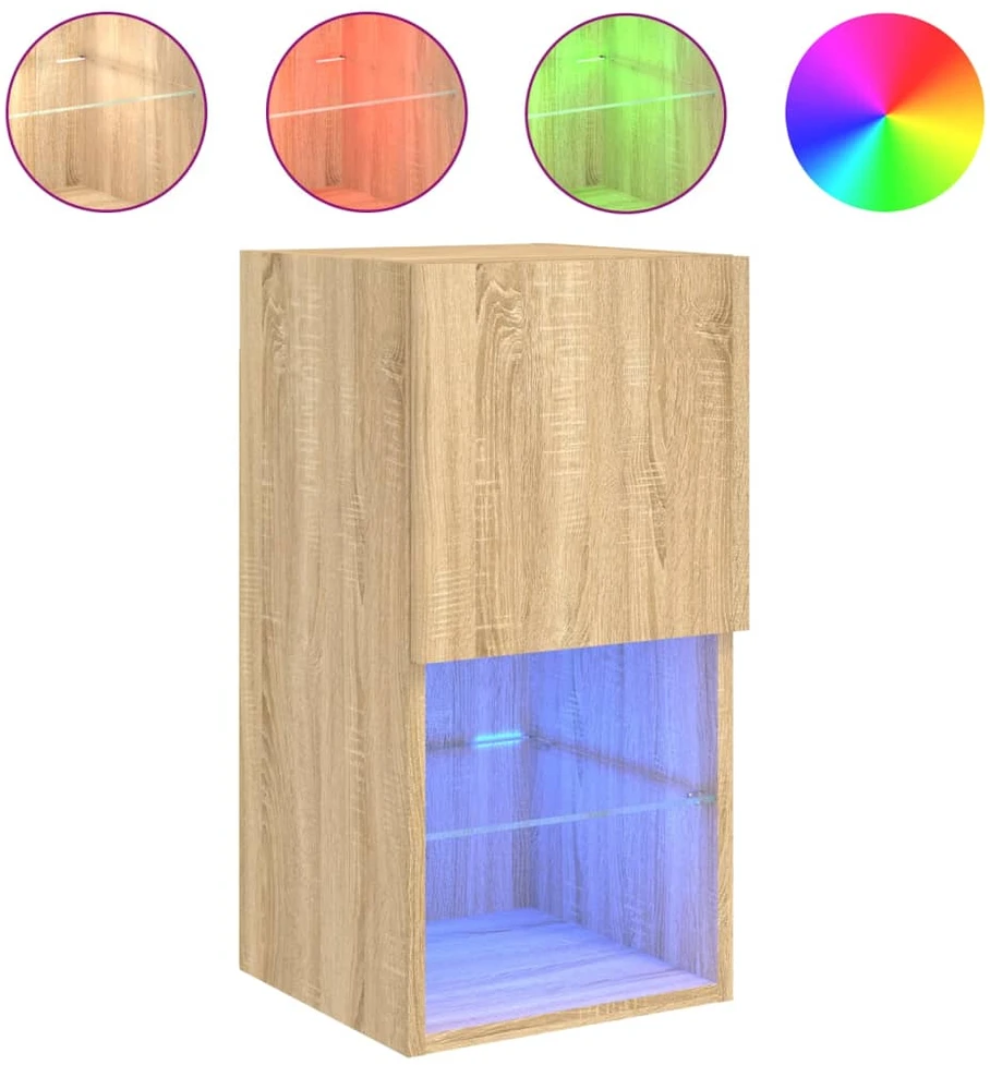 TV staliukas TV spintelės su LED lemputėmis, 2vnt., ąžuolo, 30,5x30x60cm