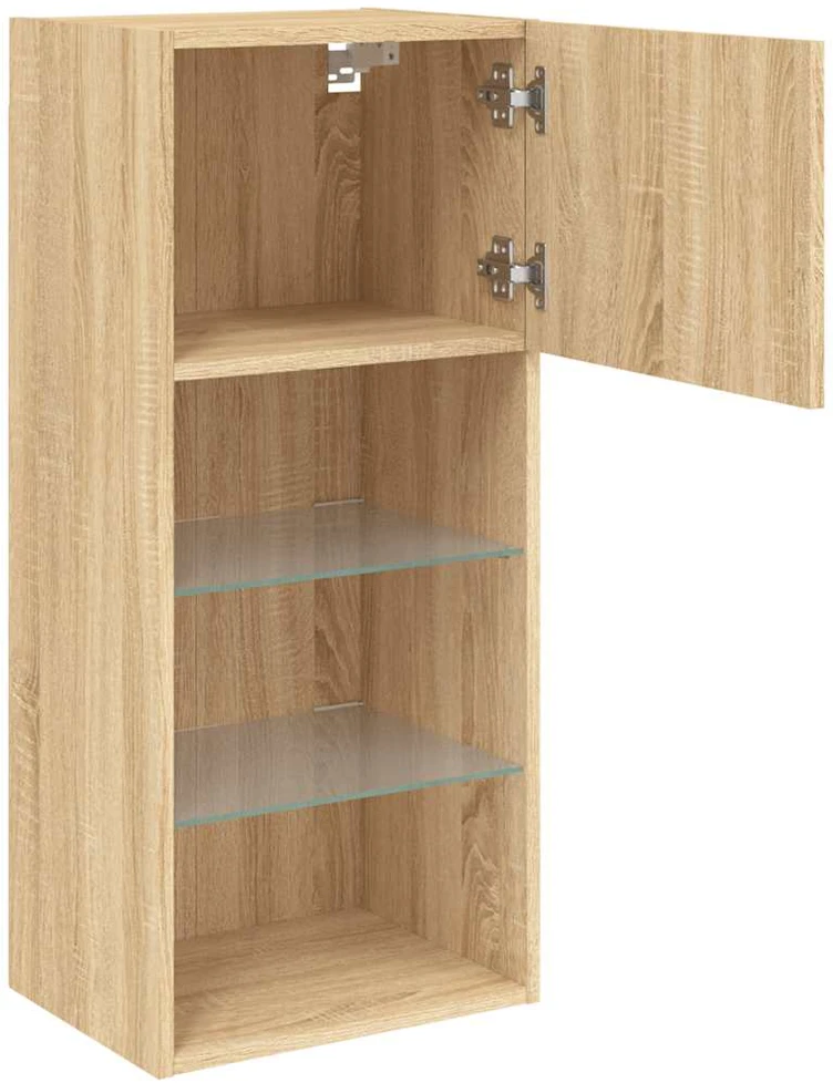 TV staliukas TV spintelės su LED lemputėmis, 2vnt., ąžuolo, 40,5x30x90cm