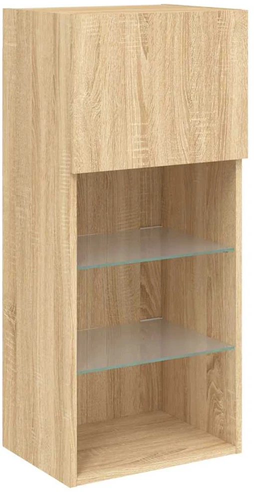 TV staliukas TV spintelės su LED lemputėmis, 2vnt., ąžuolo, 40,5x30x90cm