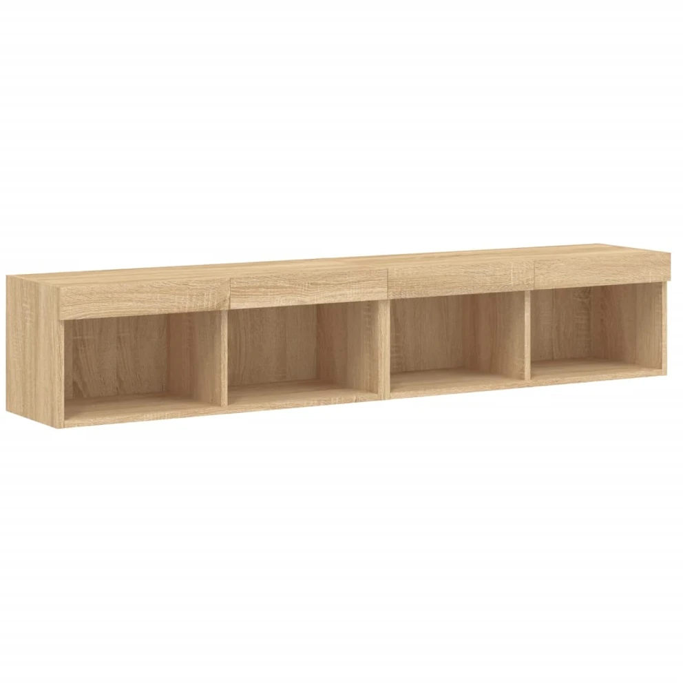TV staliukas TV spintelės su LED lemputėmis, 2vnt., ąžuolo, 80x30x30cm