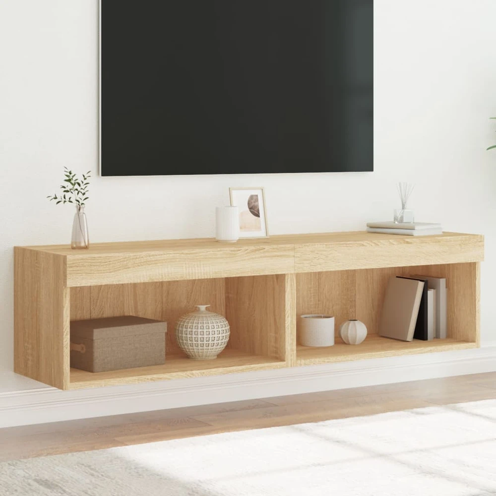 TV staliukas TV spintelės su LED lemputėmis, 2vnt., ąžuolo, 60x30x30cm
