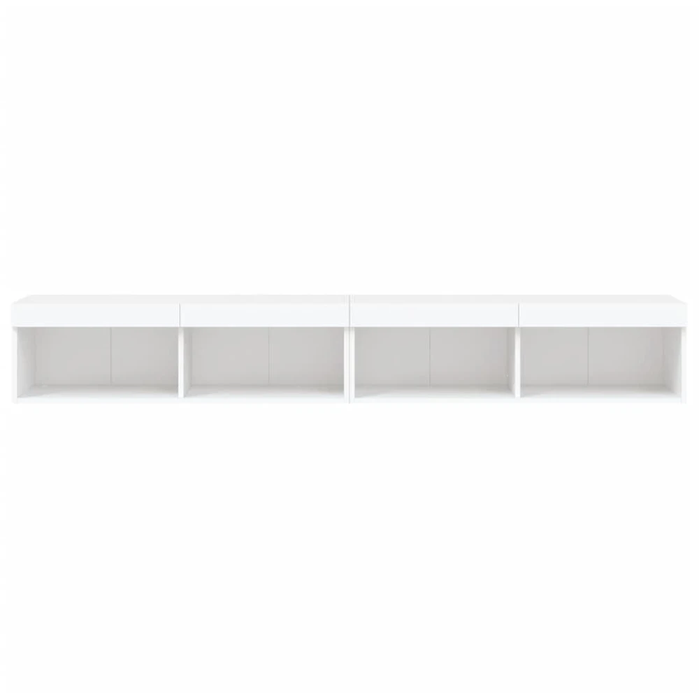 TV staliukas TV spintelės su LED lemputėmis, 2vnt., baltos, 100x30x30cm