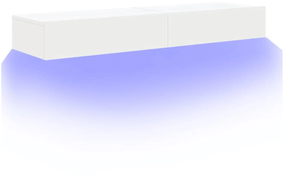 TV staliukas TV spintelės su LED lemputėmis, 2vnt., baltos, 60x35x15,5cm