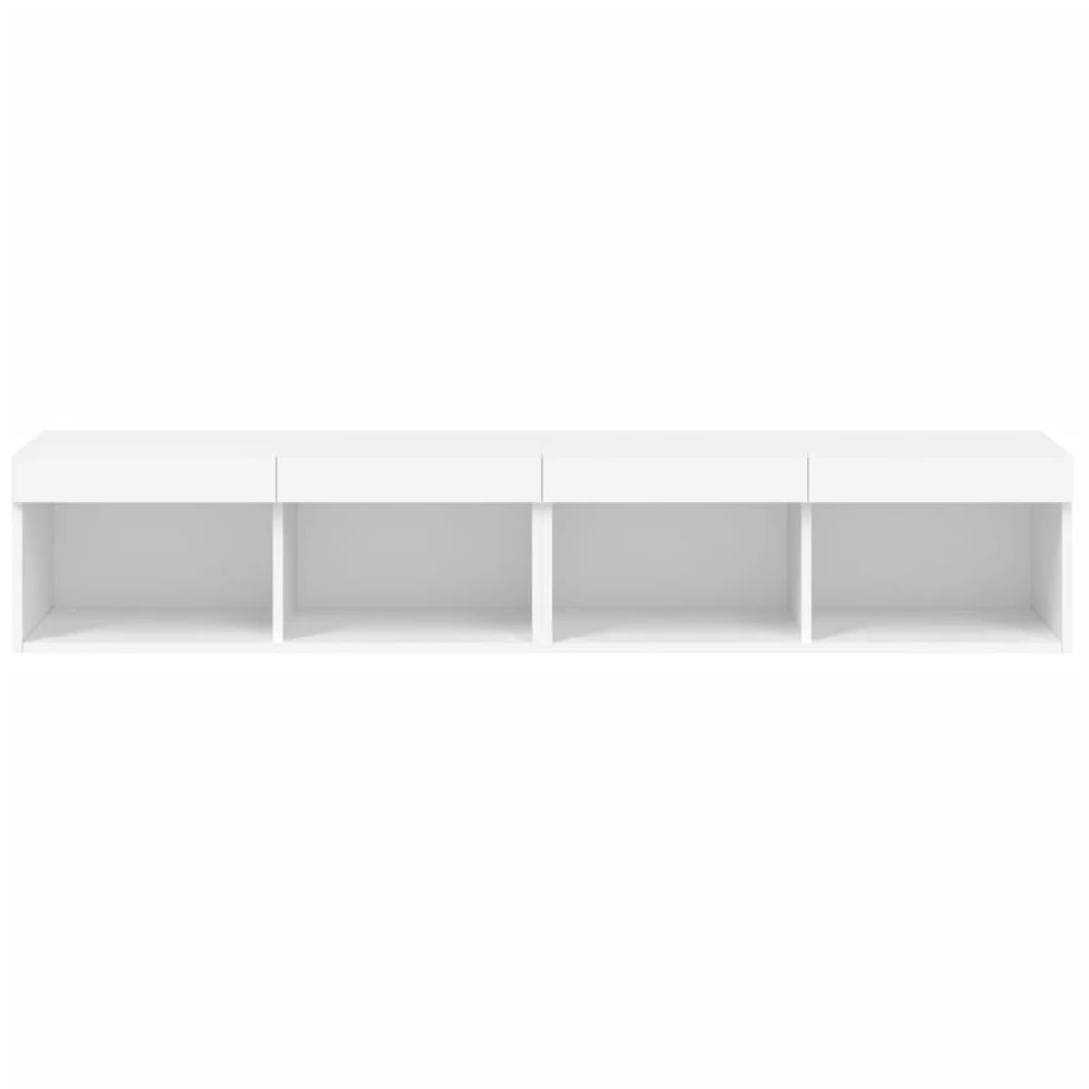 TV staliukas TV spintelės su LED lemputėmis, 2vnt., baltos, 80x30x30cm