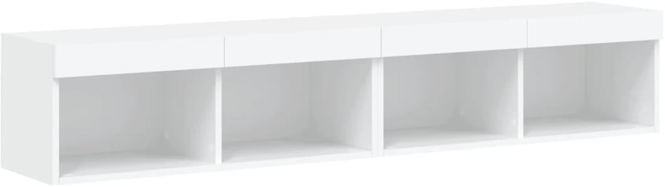 TV staliukas TV spintelės su LED lemputėmis, 2vnt., baltos, 80x30x30cm