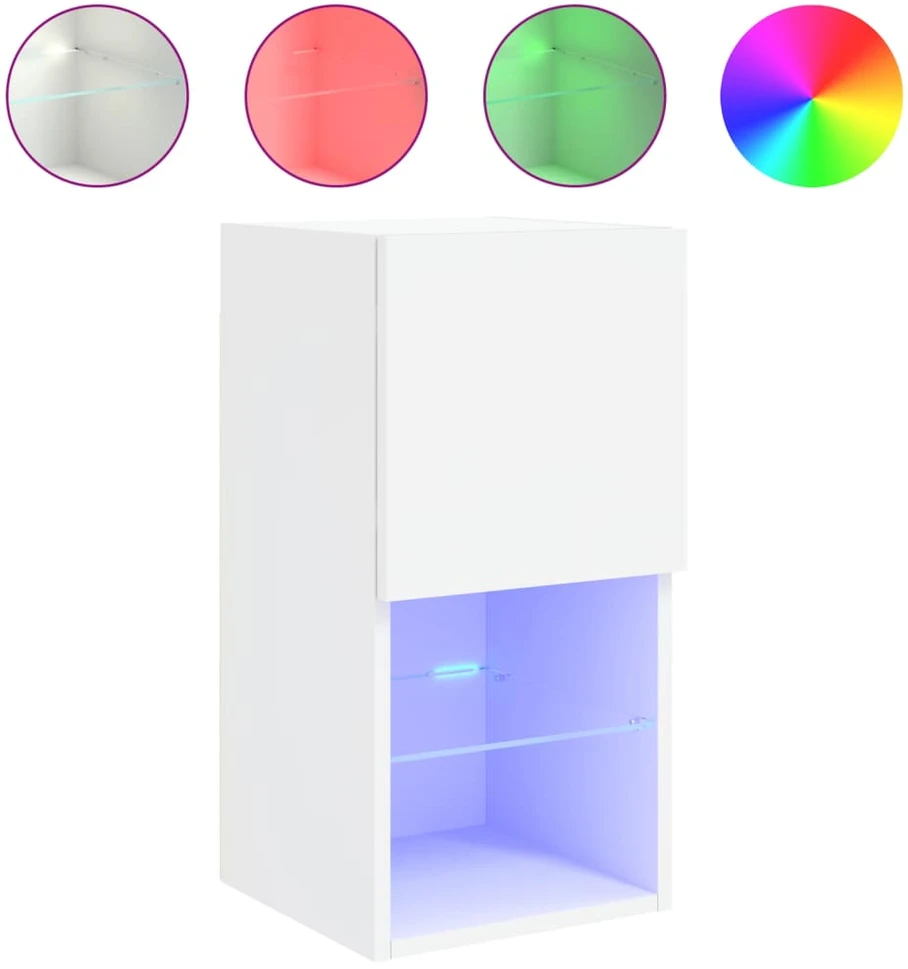 TV staliukas TV spintelės su LED lemputėmis, 2vnt., baltos, 30,5x30x60cm