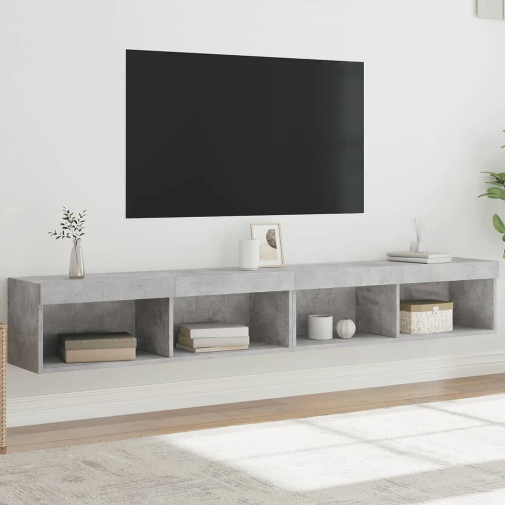TV staliukas TV spintelės su LED lemputėmis, 2vnt., betono, 100x30x30cm