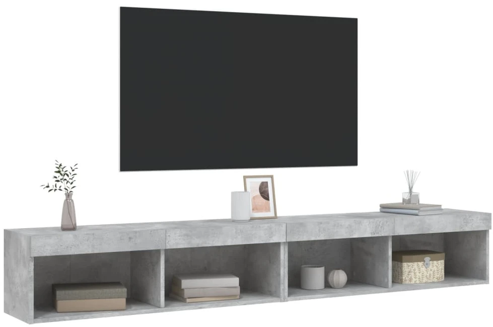 TV staliukas TV spintelės su LED lemputėmis, 2vnt., betono, 100x30x30cm