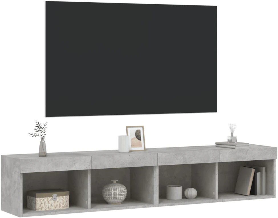 TV staliukas TV spintelės su LED lemputėmis, 2vnt., betono, 80x30x30cm