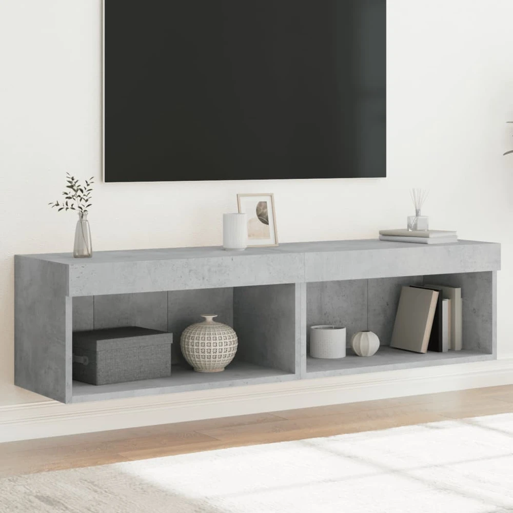 TV staliukas TV spintelės su LED lemputėmis, 2vnt., betono, 60x30x30cm