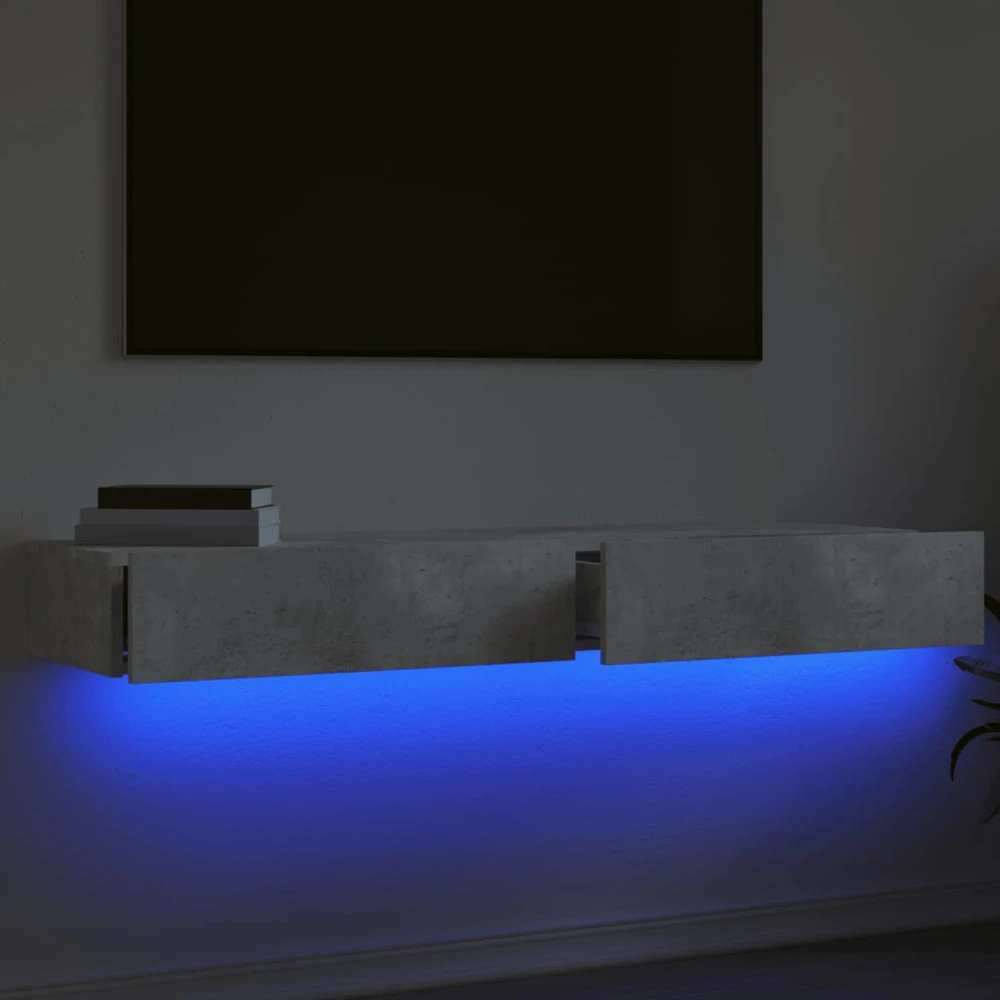 TV staliukas TV spintelės su LED lemputėmis, 2vnt., betono, 60x35x15,5cm