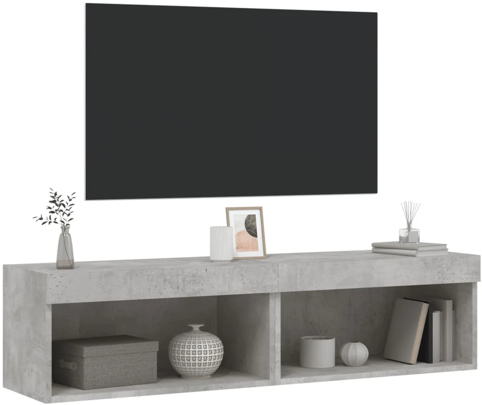 TV staliukas TV spintelės su LED lemputėmis, 2vnt., betono, 60x30x30cm