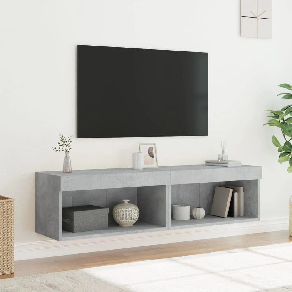 TV staliukas TV spintelės su LED lemputėmis, 2vnt., betono, 60x30x30cm