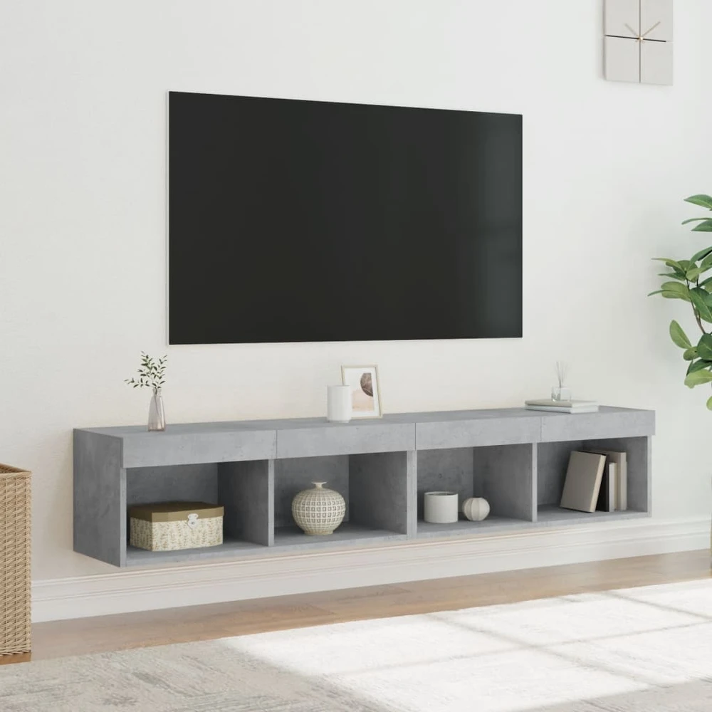 TV staliukas TV spintelės su LED lemputėmis, 2vnt., betono, 80x30x30cm