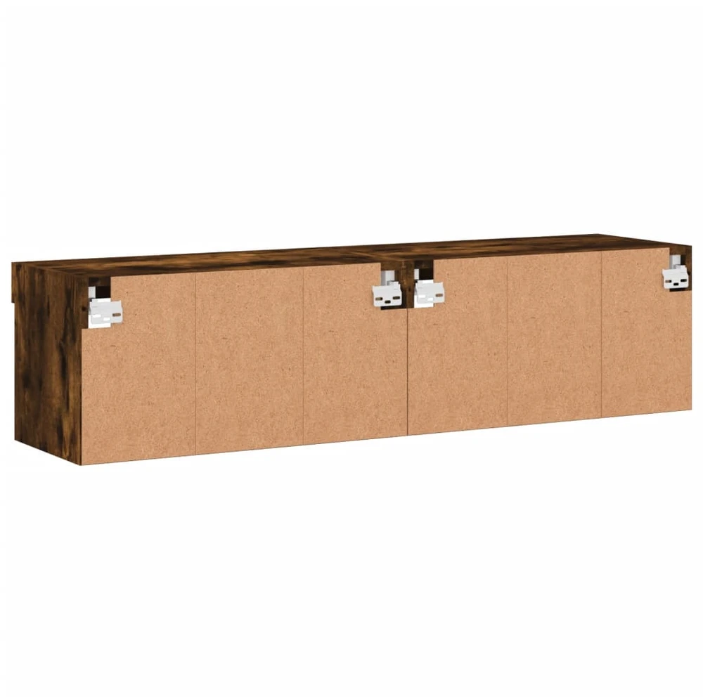 TV staliukas TV spintelės su LED lemputėmis, 2vnt., dūminės, 60x30x30cm