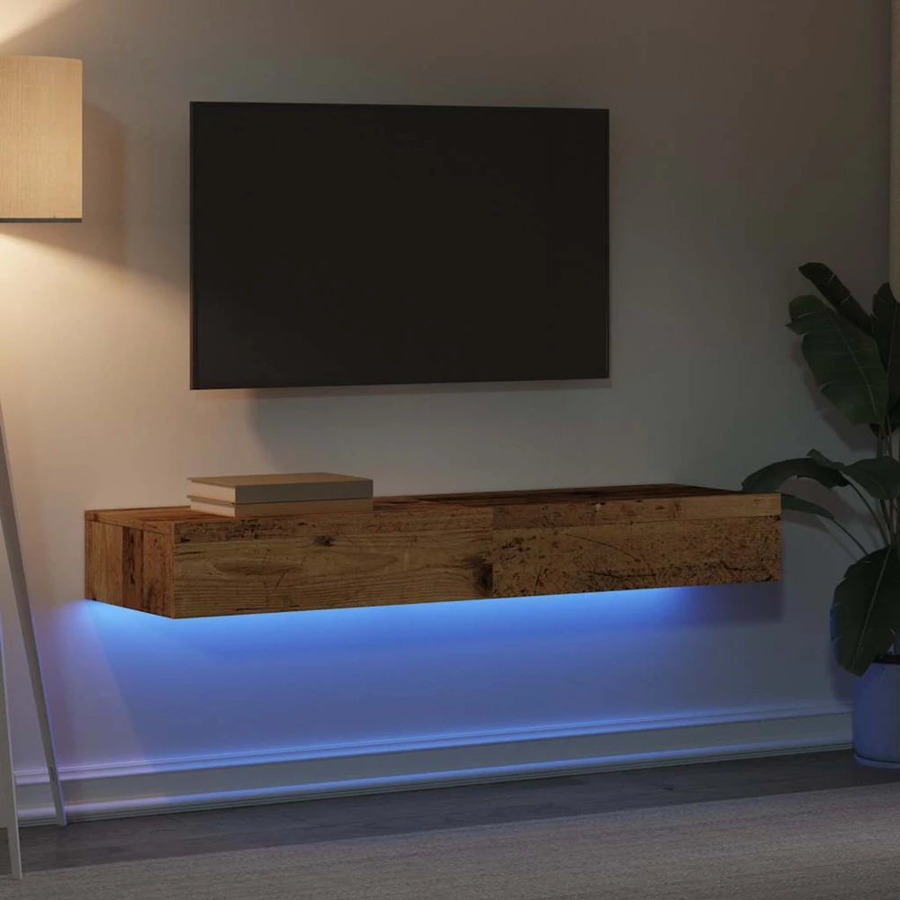 TV staliukas TV spintelės su LED lemputėmis, 2vnt., medienos, 60x35x15,5cm