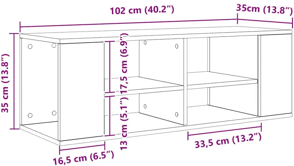 TV staliukas TV spintelių komplektas 102 x 35 x 35 cm Senovinis medis