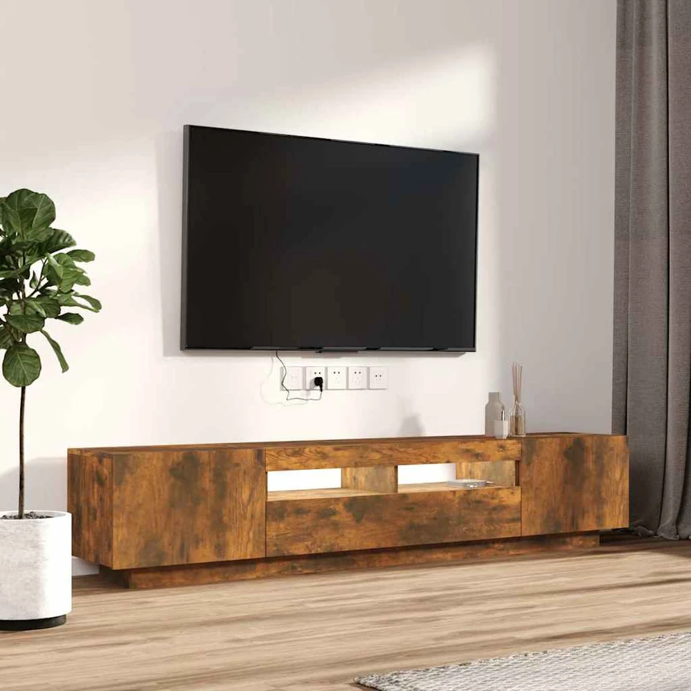 TV staliukas TV spintelių komplektas, 2 dalių, dūminio ąžuolo, mediena