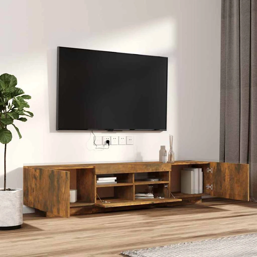 TV staliukas TV spintelių komplektas, 2 dalių, dūminio ąžuolo, mediena