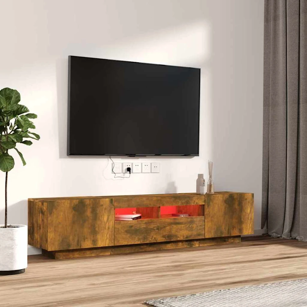 TV staliukas TV spintelių komplektas, 2 dalių, dūminio ąžuolo, mediena