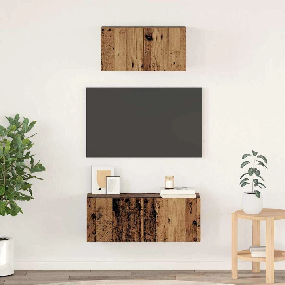 TV staliukas TV spintelių komplektas 2 vnt. Senovinis medis Apdirbta mediena