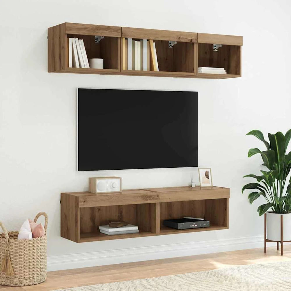 TV staliukas TV spintelių komplektas 2 vnt. Amatininkų ąžuolas