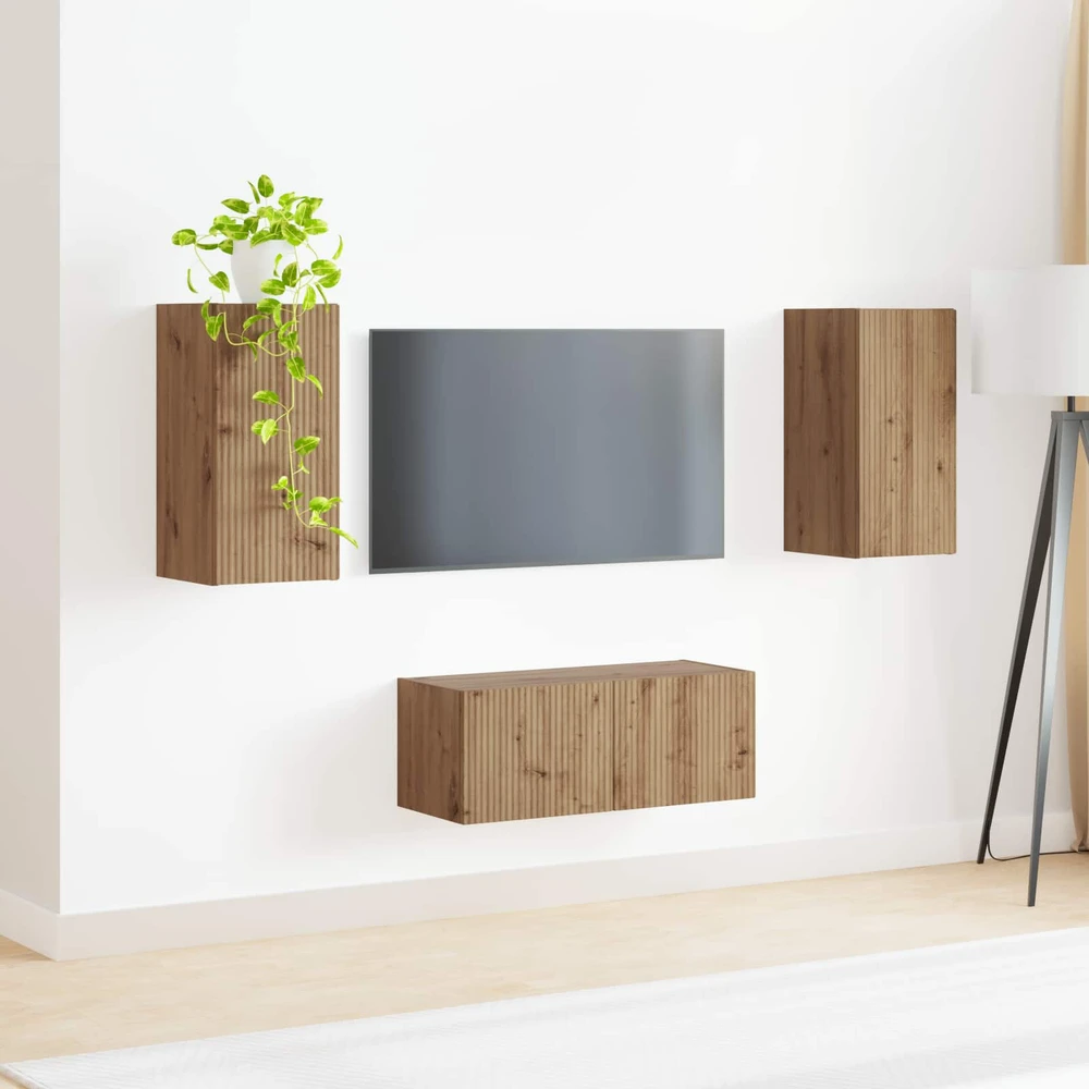 TV staliukas TV spintelių komplektas 2 pcs Amatininkų ąžuolas