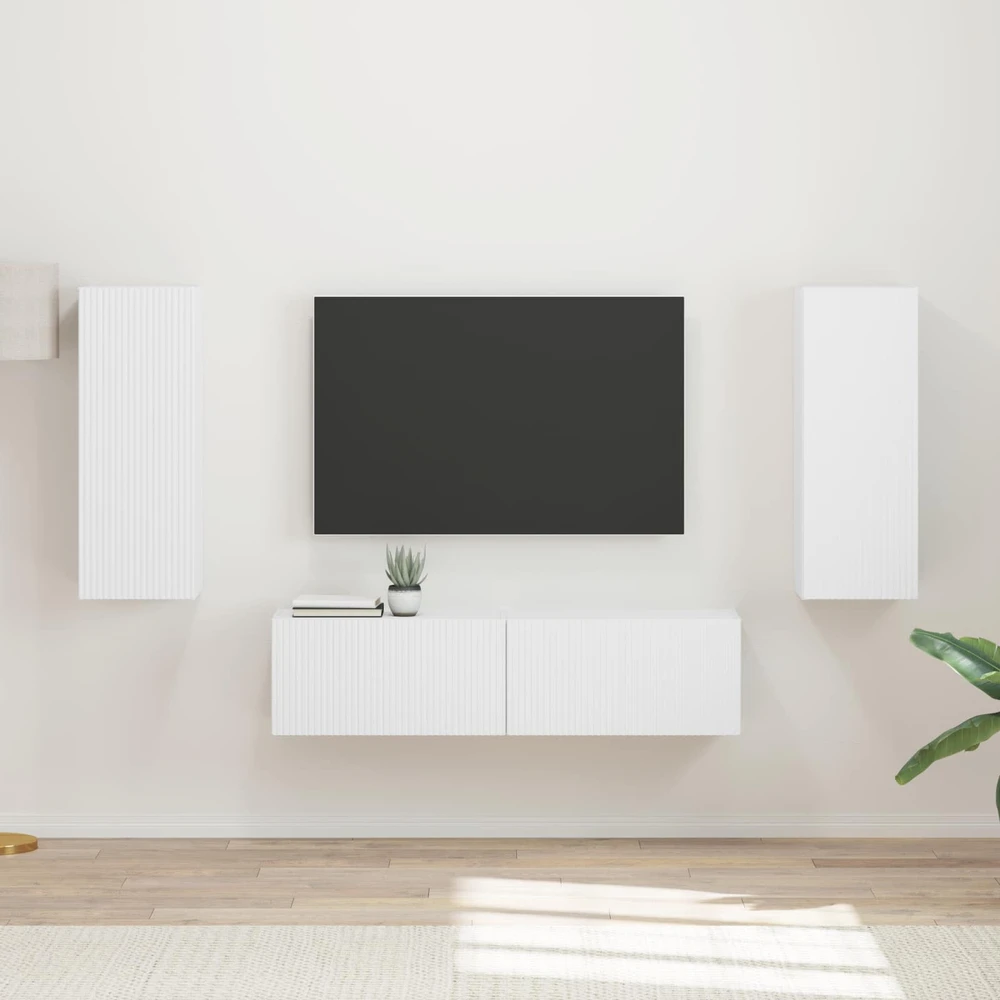 TV staliukas TV spintelių komplektas 2 vnt. Balta Apdirbta mediena