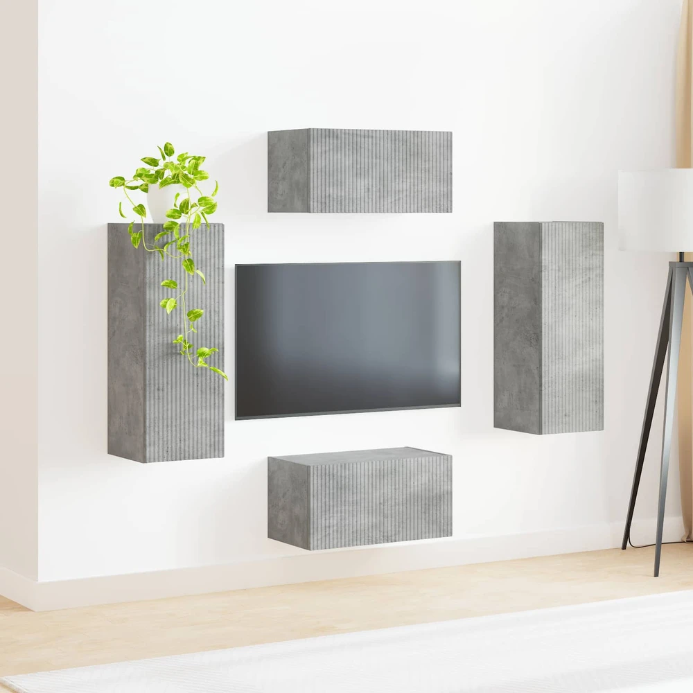 TV staliukas TV spintelių komplektas 2 vnt. Betono pilka Apdirbta mediena