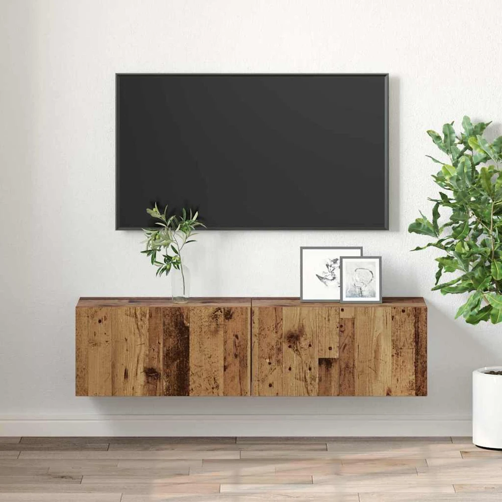 TV staliukas TV spintelių komplektas 2 vnt. Įvairiaspalvis Apdirbta mediena