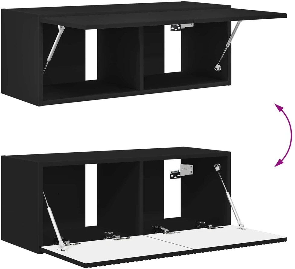 TV staliukas TV spintelių komplektas 2 pcs Juoda Apdirbta mediena