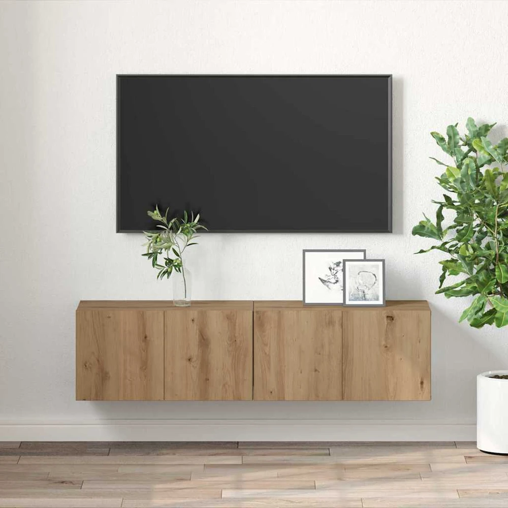 TV staliukas TV spintelių komplektas 2 vnt. Ruda Apdirbta mediena