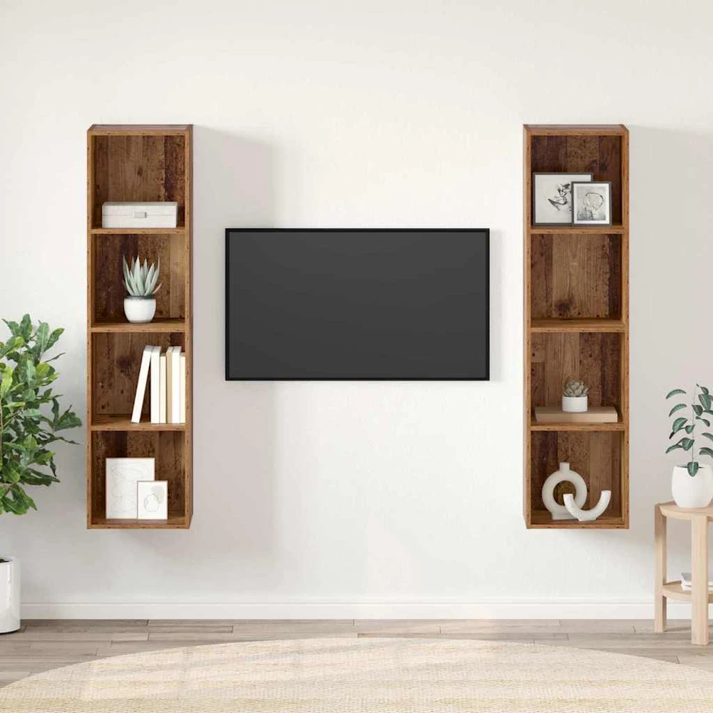 TV staliukas TV spintelių komplektas 2 vnt. Ruda Apdirbta mediena
