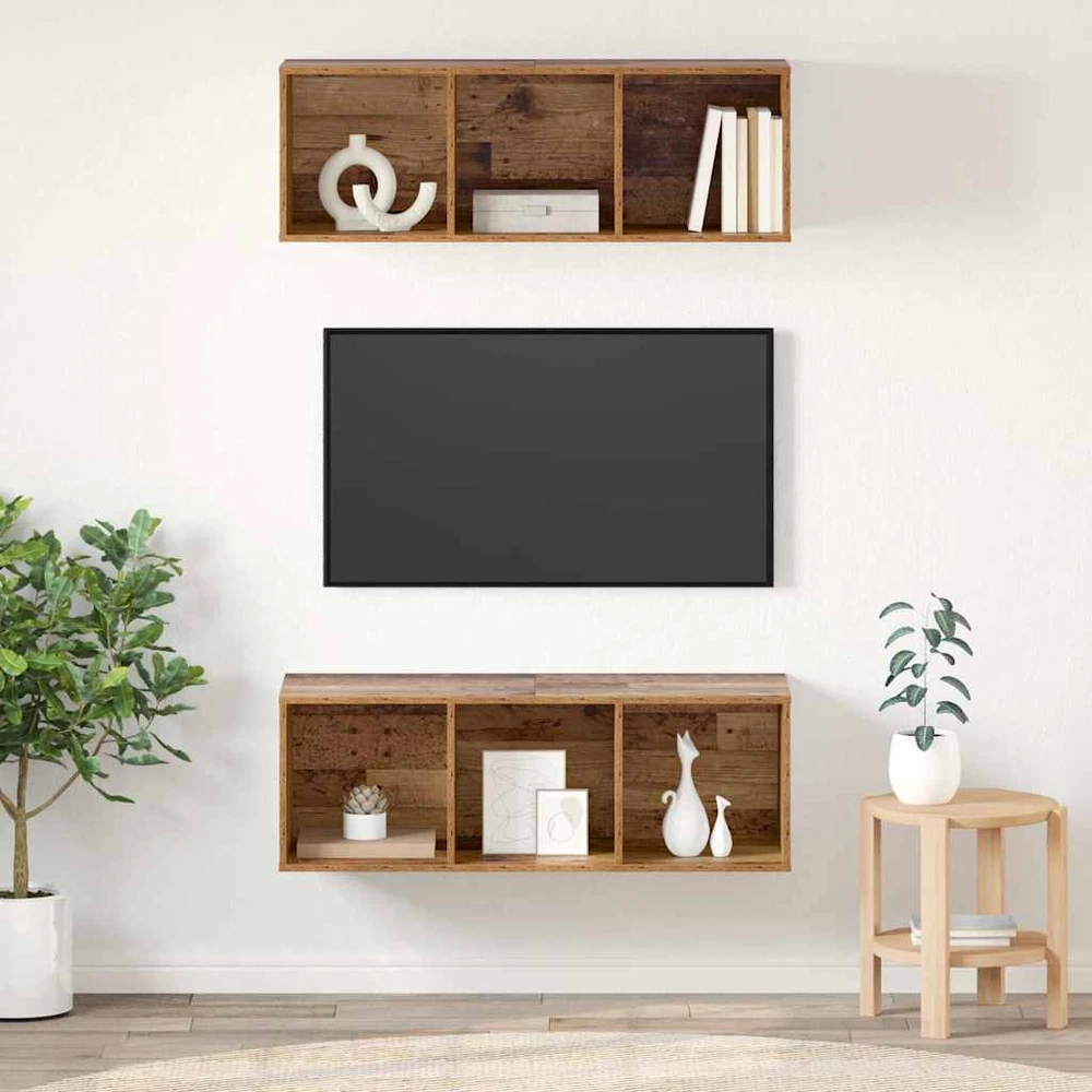 TV staliukas TV spintelių komplektas 2 vnt. Senovinis medis Apdirbta mediena