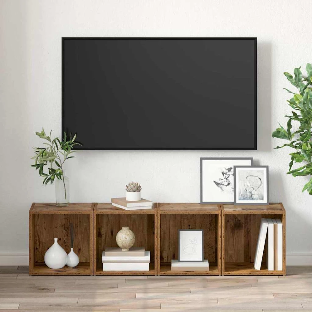 TV staliukas TV spintelių komplektas 2 vnt. Senovinis medis Apdirbta mediena