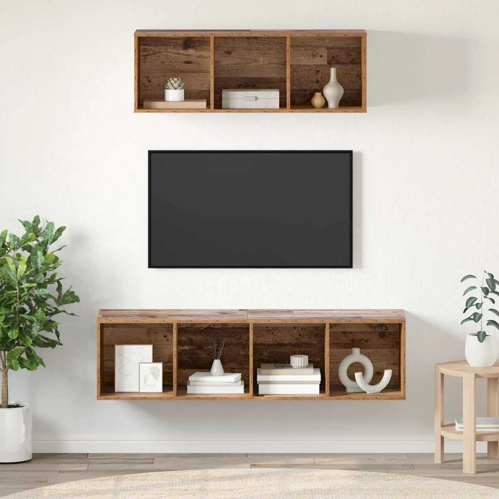 TV staliukas TV spintelių komplektas 2 vnt. Senovinis medis Apdirbta mediena