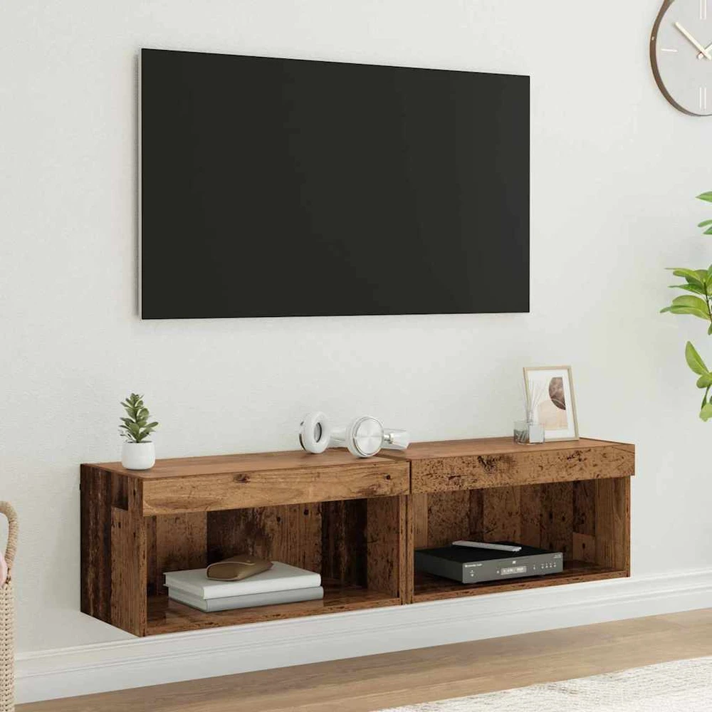 TV staliukas TV spintelių komplektas 2 vnt. Senovinis medis Apdirbta mediena